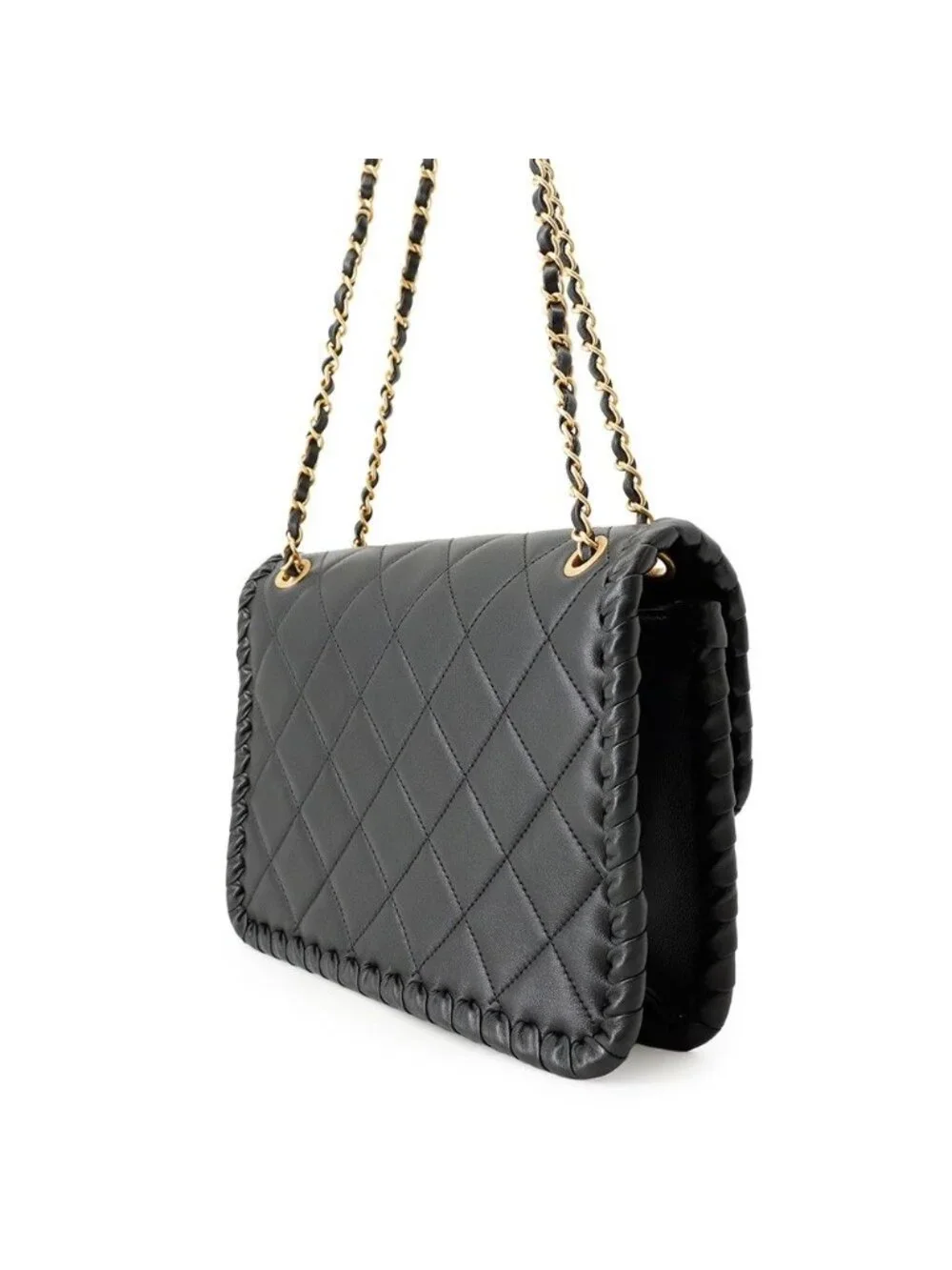 Chanel Chain Shoulder Bag Quilted CC Logo Single Flap Black